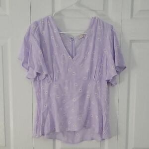 LOFT Lavender And White Flower Womens Top.